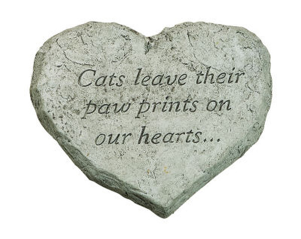 Heart Shaped Cat Paw Prints Memorial Stepping Stone